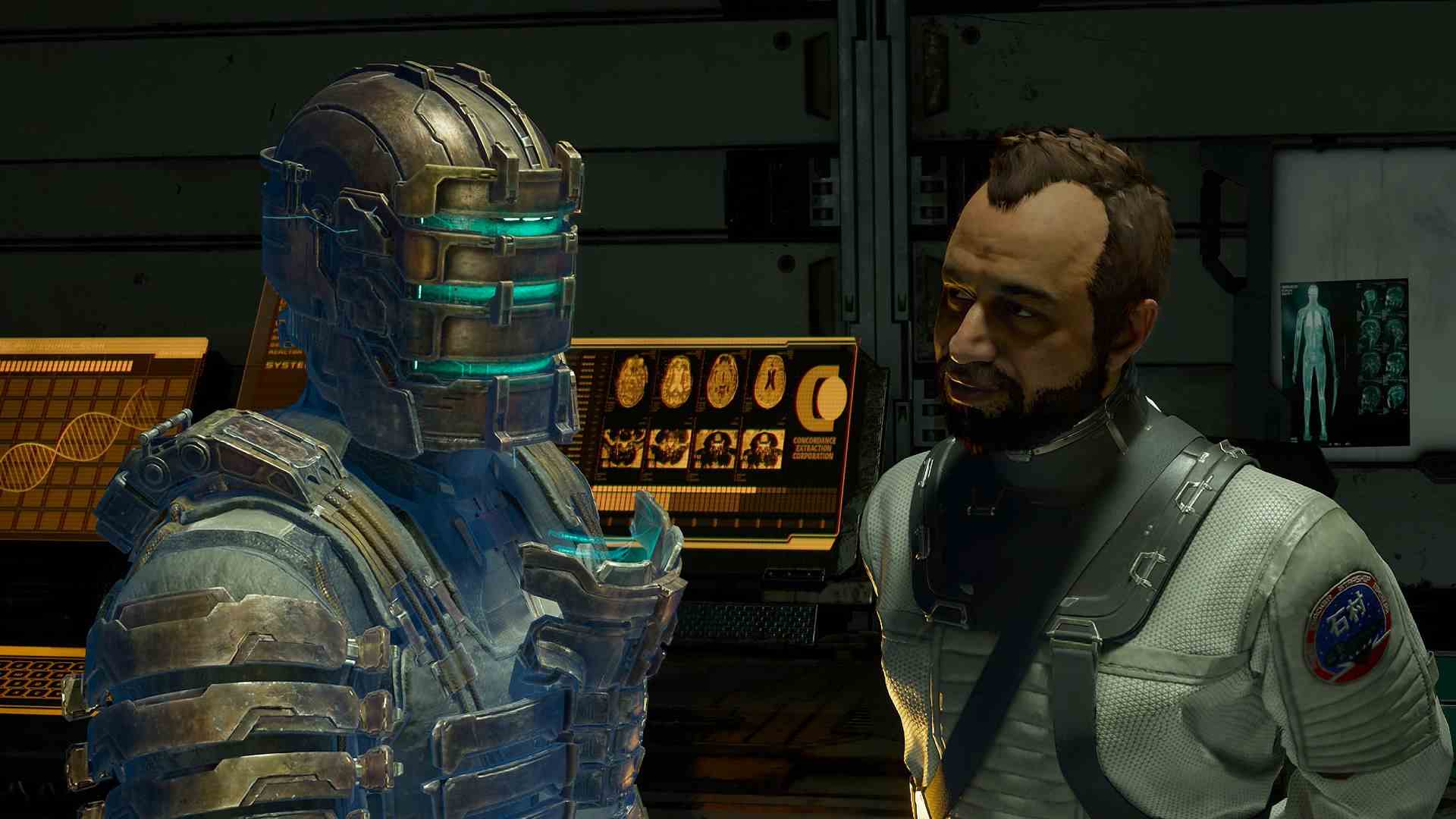 Les meilleurs décors de Dead Space : Isaac Clarke debout à côté du Dr Mercer