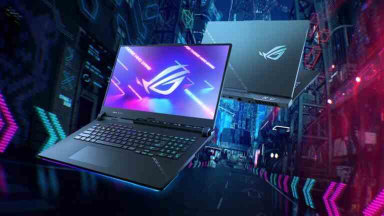 The Asus ROG strix scar looking very cyberpunk.