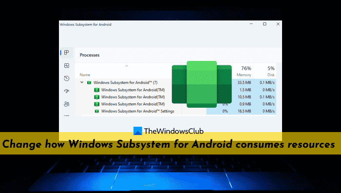 Changer la façon dont le sous-système Windows pour Android consomme des ressources