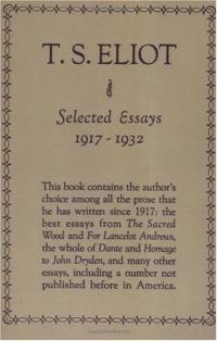 Essais sélectionnés de TS Eliot, 1917-1932 Résumé et description du guide d’étude