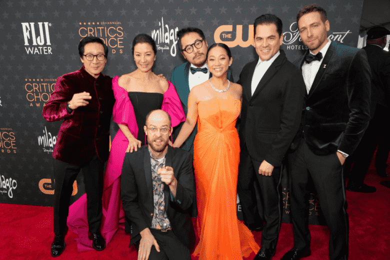 Cast and crew of "Everything Everywhere All at Once" at the 2023 Critics Choice Awards