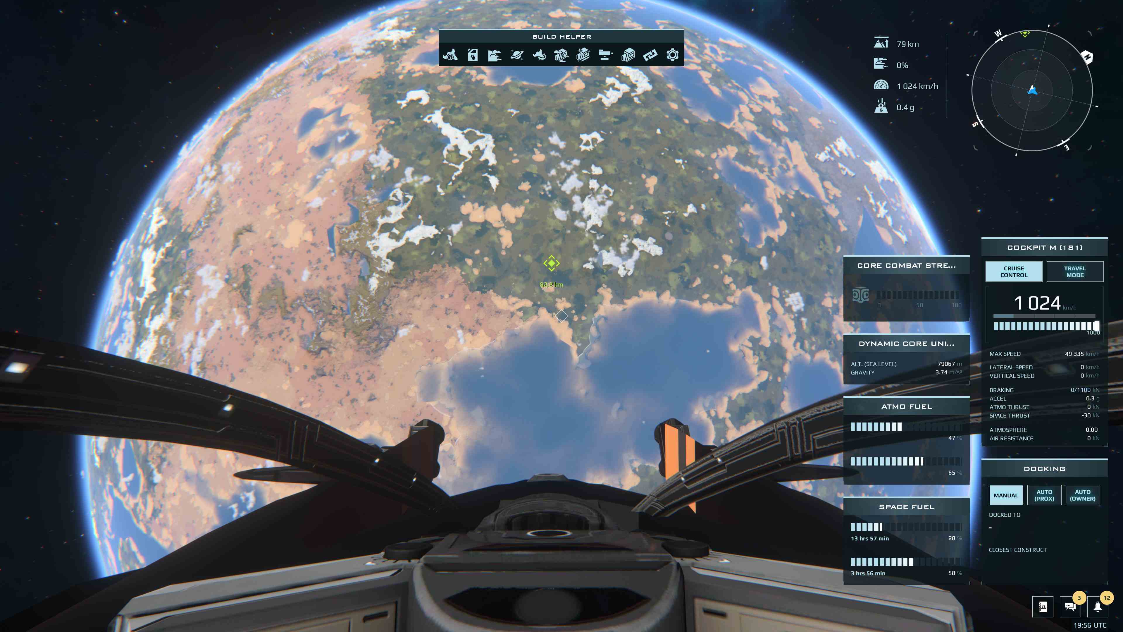 Vue du cockpit de Dual Universe