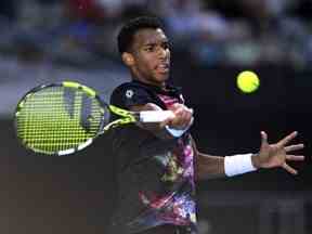 Open d'Australie - Melbourne Park, Melbourne, Australie - 20 janvier 2023. Felix Auger-Aliassime du Canada en action lors de son troisième match contre Francisco Cerundolo de l'Argentine.