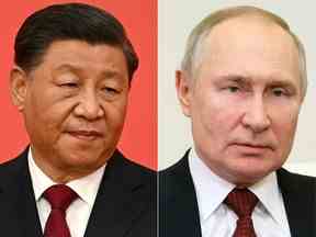 Gwyn Morgan soutient que le net zéro a non seulement donné du pouvoir au président russe Vladimir Poutine, à droite, mais a également félicité le président chinois Xi Jinping pour ses promesses de réduire les émissions.