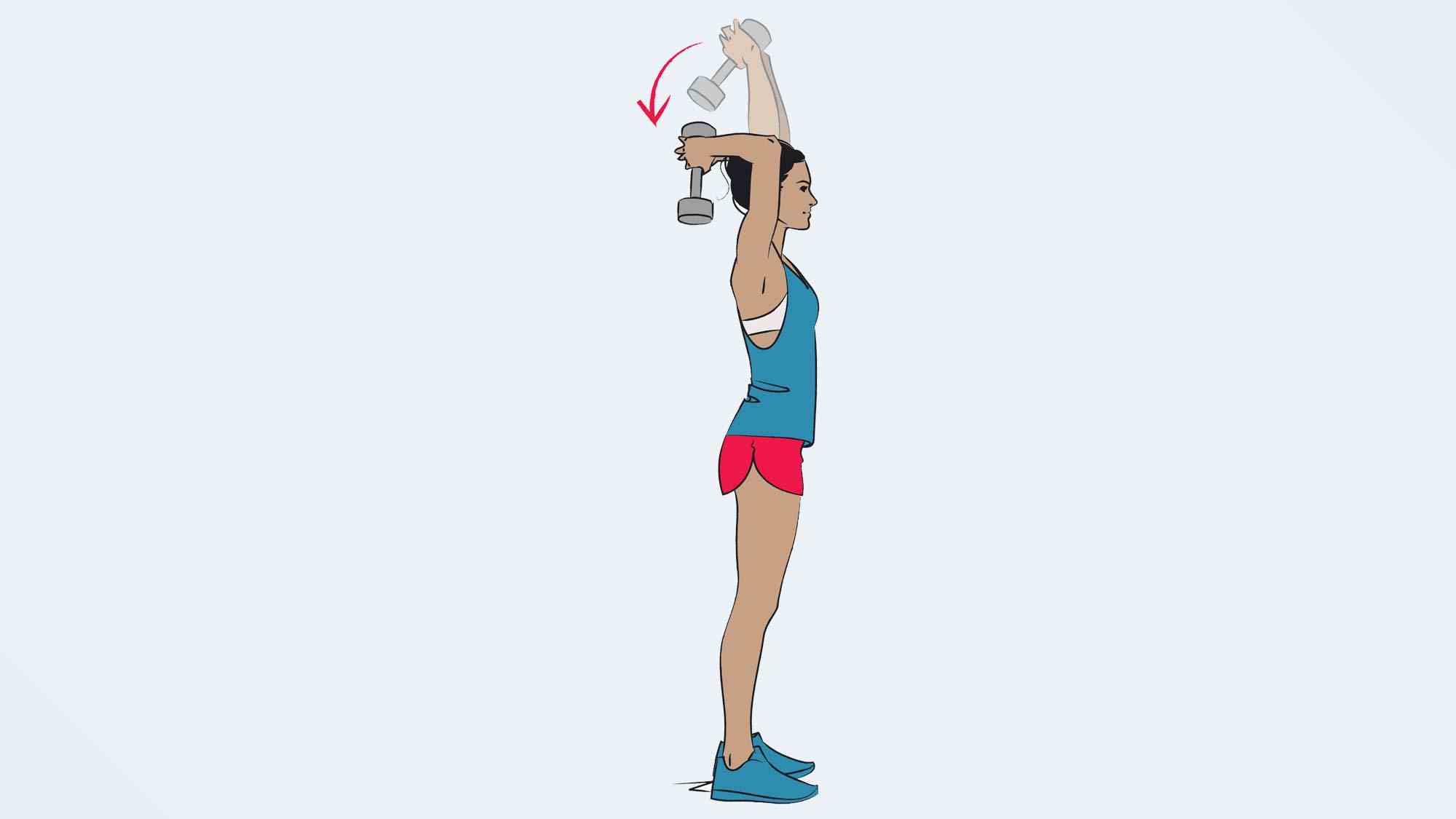 un illo d'une femme faisant une extension de triceps