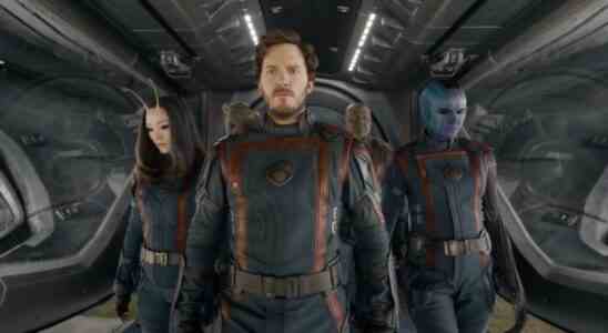 Star-Lord and other Guardians of the Galaxy walking off of ship