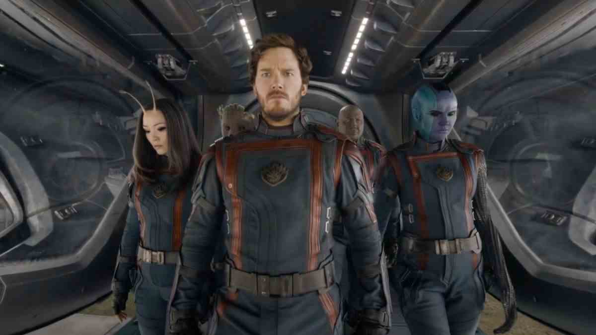 Star-Lord and other Guardians of the Galaxy walking off of ship