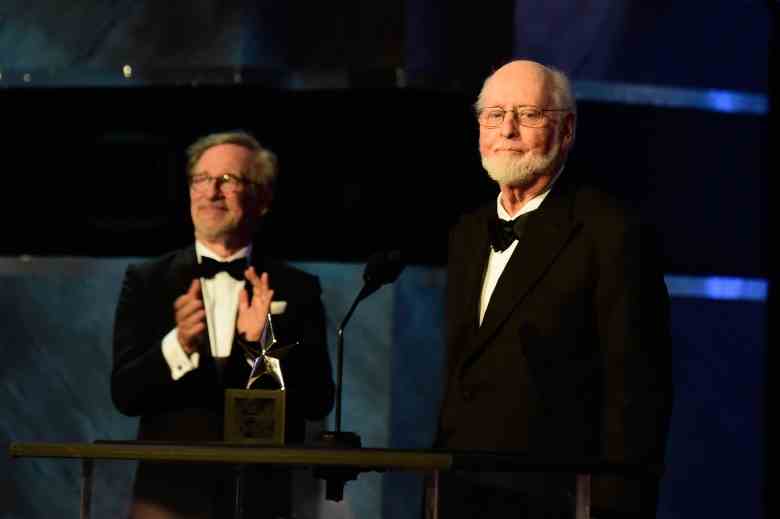 HOLLYWOOD, CA - JUNE 09:  Director Stephen Spielberg (L) and Honoree John Williams (R) onstage during American Film Institutes 44th Life Achievement Award Gala Tribute show to John Williams at Dolby Theatre on June 9, 2016 in Hollywood, California. 26148_001  (Photo by Frazer Harrison/Getty Images for Turner)