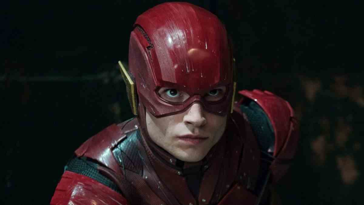 Ezra Miller suited up as The Flash in Justice League