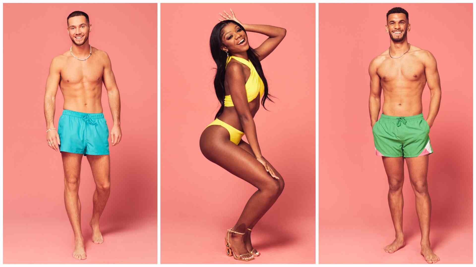 Diffusion en direct de Love Island 2023: l'étudiante Tanya Manhenga pose en bikini jaune aux côtés de deux autres candidats