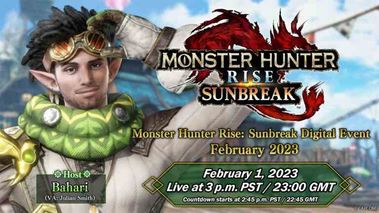 Monster Hunter Rise: Sunbreak Free Title Update 4 Événement numérique prévu pour le 1er février    
