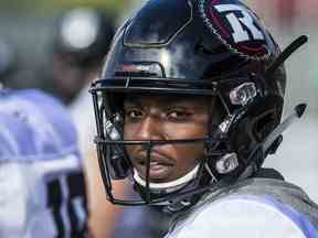 Ottawa Redblacks # 79 WR DeVonte Dedmon lors du camp d'entraînement le 4 juin 2019.