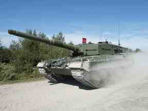 Un char Leopard 2A4 des Forces canadiennes est vu à la BFC Gagetown sur une photo d'archive de septembre 2012.