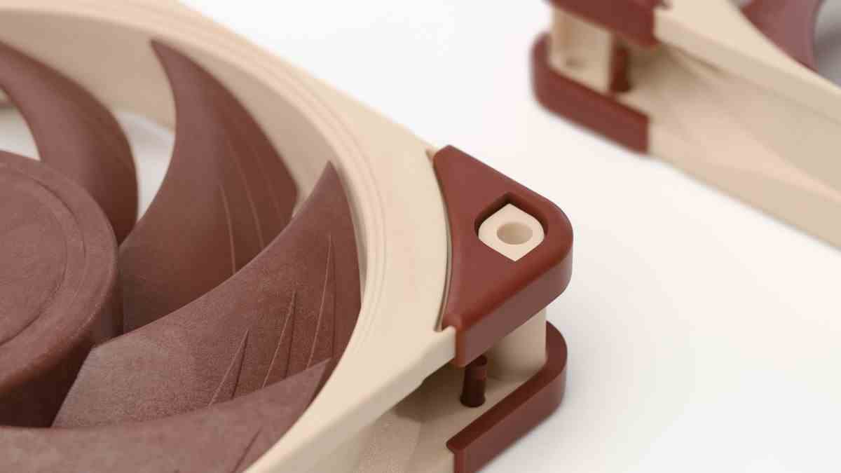 Image of Noctua NF-A12x25 fans zoomed in close.