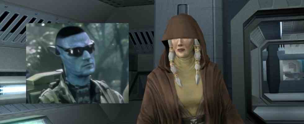 Kreia from KOTOR 2 standing next to a superimposed avatar Na