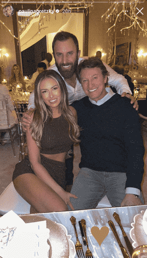 Paulina Gretzky, Dustin Johnson et Wayne Gretzky dans une image publiée sur son histoire Instagram le vendredi 27 janvier 2023.