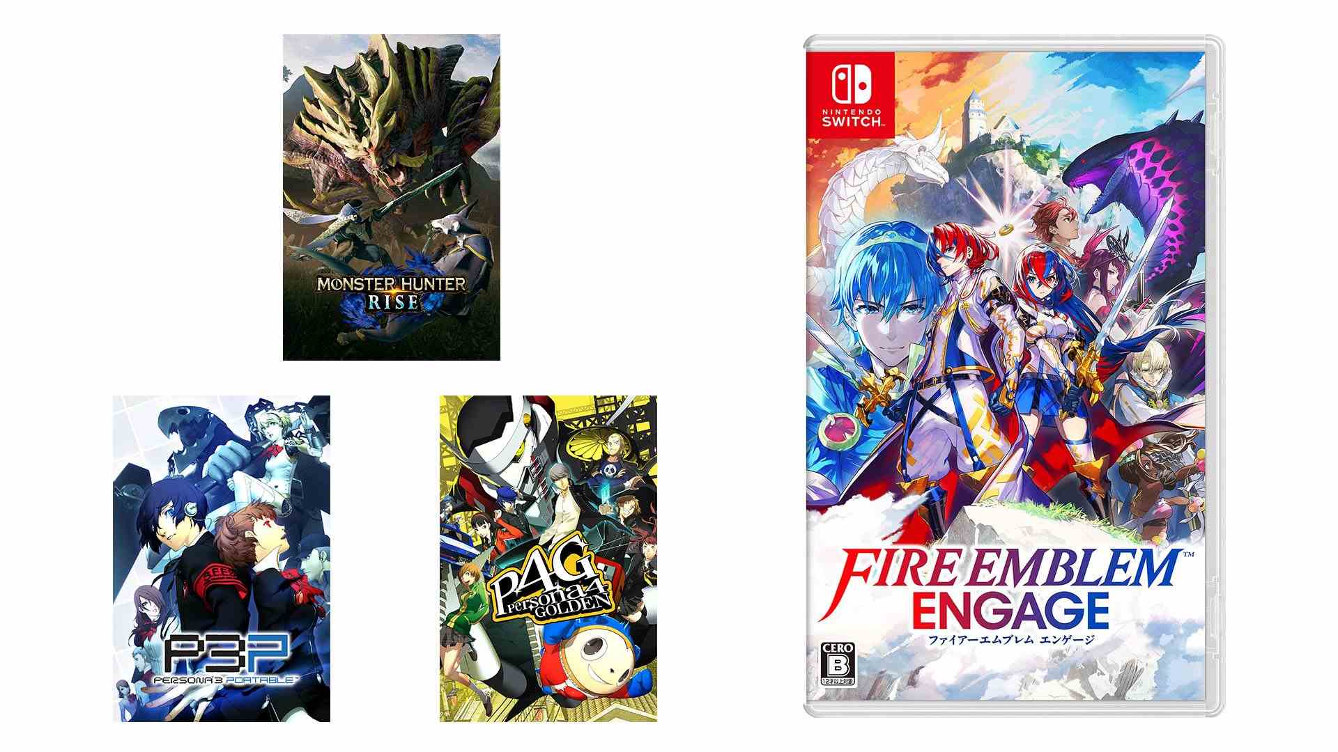 Sorties de jeux japonais de cette semaine : Fire Emblem Engage, Persona 3 Portable, Persona 4 Golden, ports Monster Hunter Rise, etc.    
