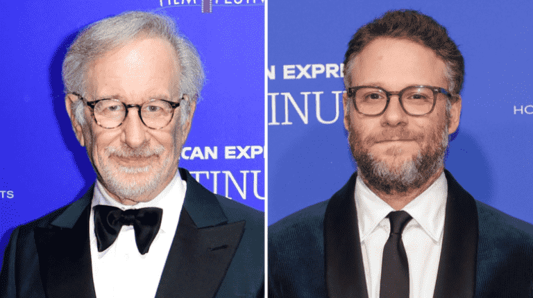 Steven Spielberg and Seth Rogen at the 2023 Palm Springs International Film Festival Awards Gala