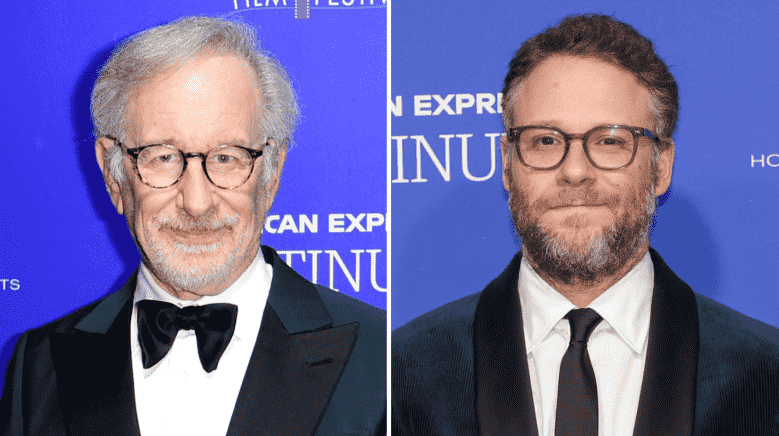 Steven Spielberg and Seth Rogen at the 2023 Palm Springs International Film Festival Awards Gala