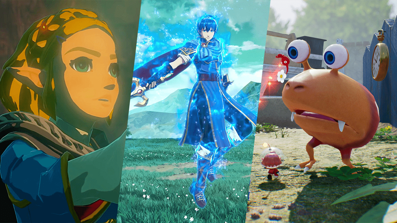 Zelda dans Tears of the Kingdom, Marth dans Fire Emblem Engage et Bulborb dans Pikmin 4