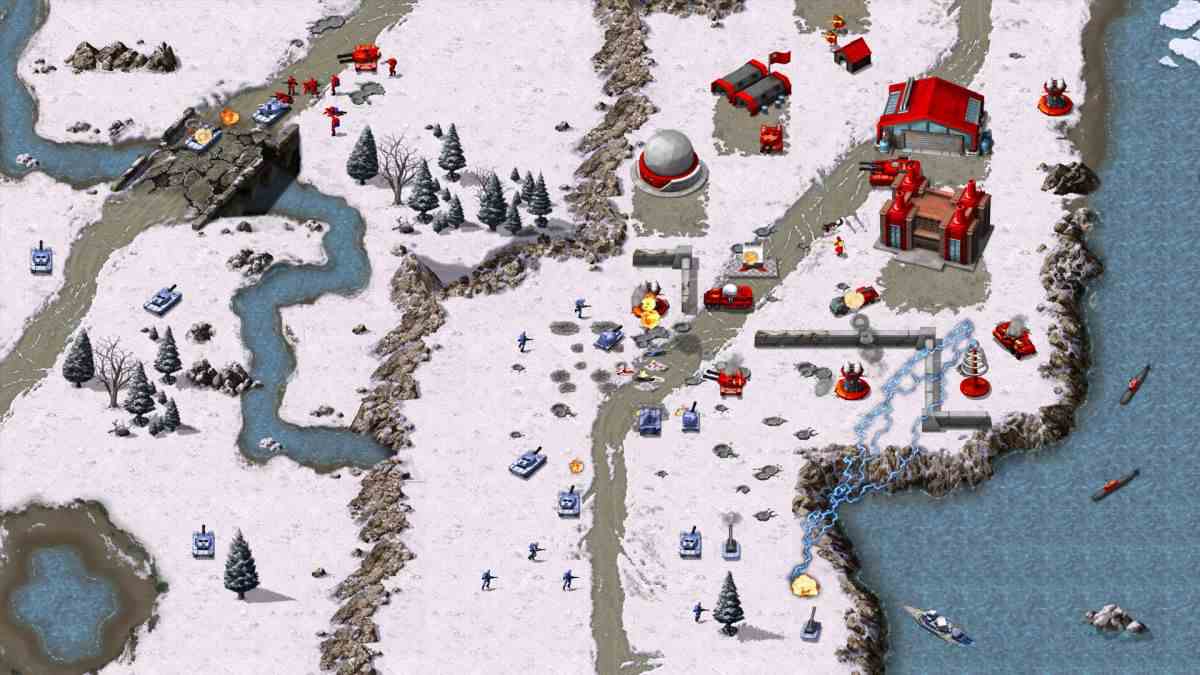 An image showing a sprawling Soviet base in Command and Conquer Remastered.