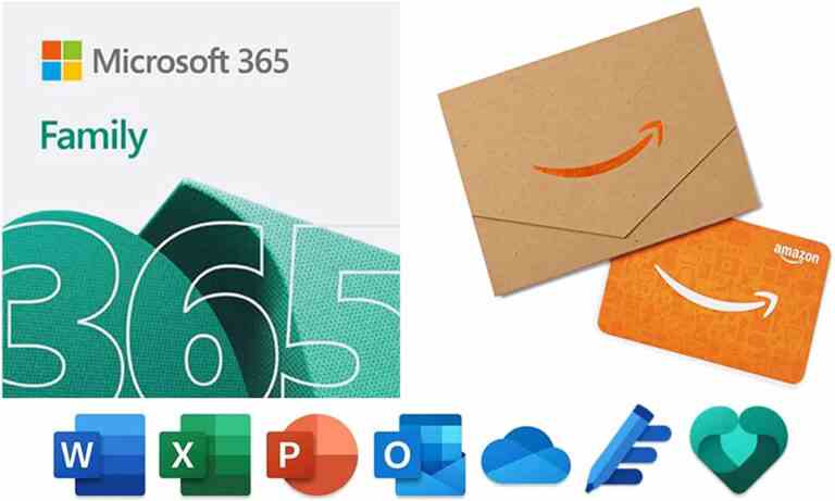 Amazon offre une carte-cadeau de 50 $ lorsque vous achetez un an de Microsoft 365 Family