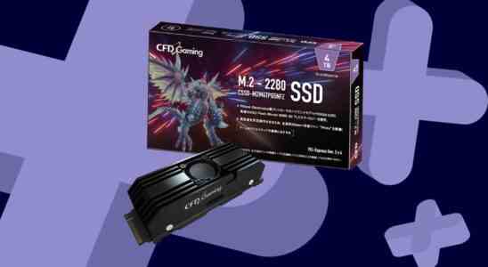 CFD Gaming Gen 5.0 PCIe SSD on GameRadar blue background