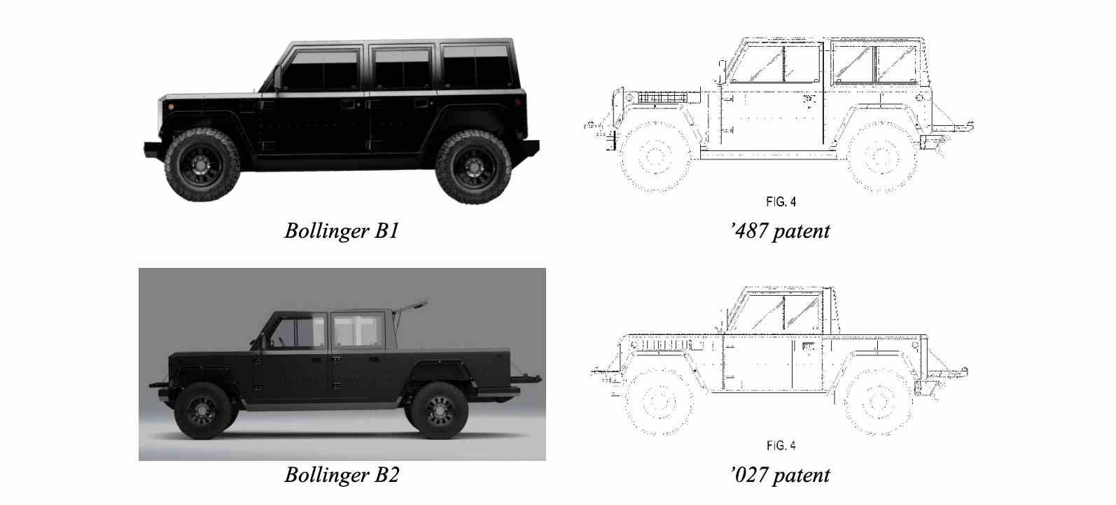 Dessins Bollinger B1 et B2