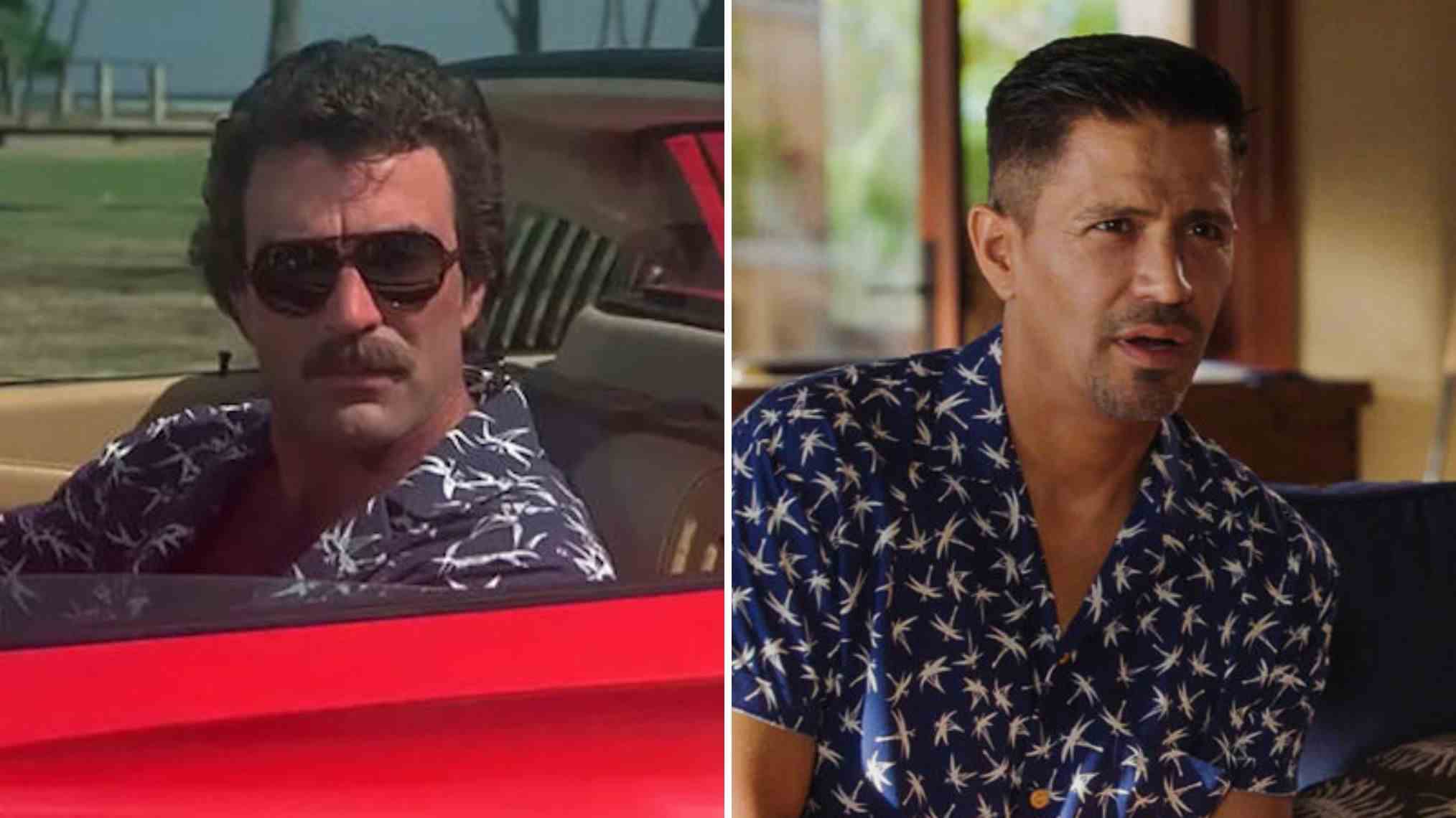 Tom Selleck comme Magnum, Jay Hernandez comme Magnum dans 'Magnum PI'