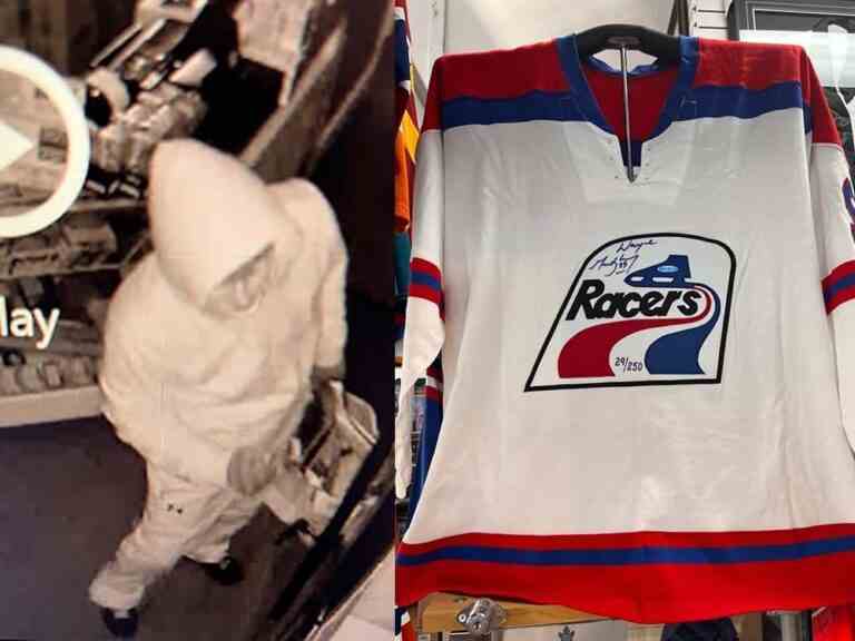 Un voleur vole un maillot signé Wayne Gretzky d’une valeur de 10 000 $ dans un magasin assiégé de la Colombie-Britannique