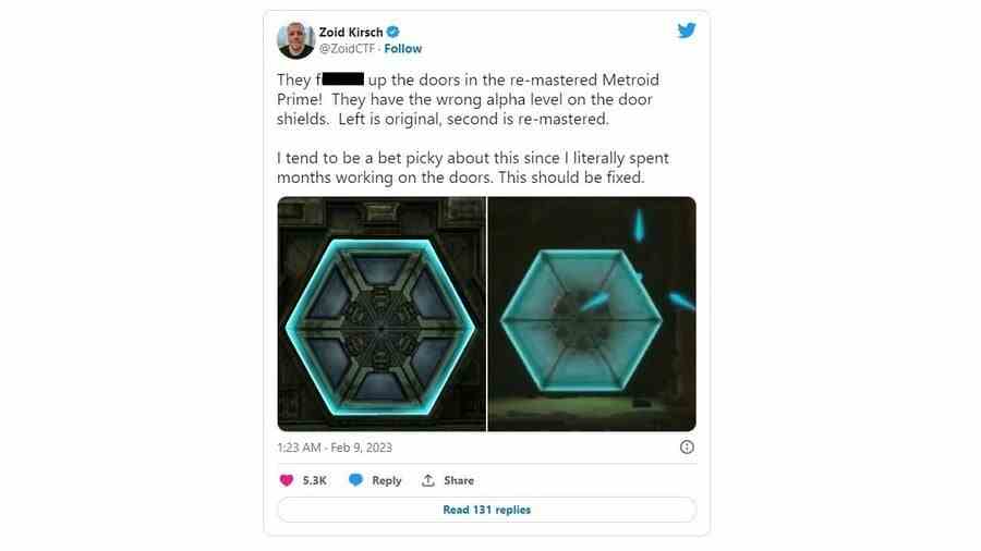 Tweet de Ziod Metroid Prime remasterisé