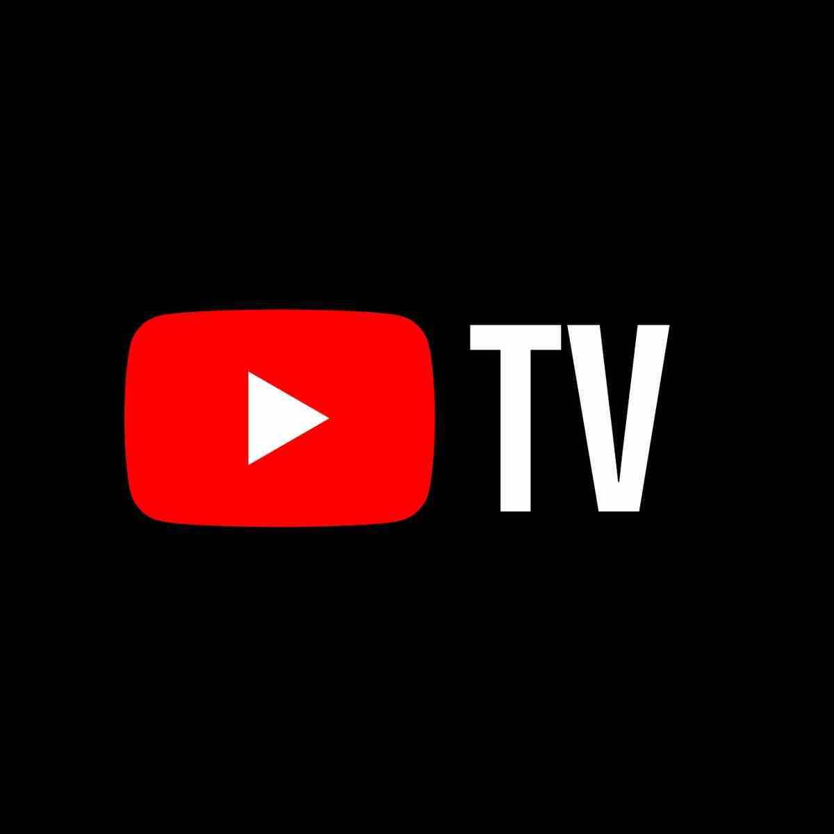 Image montrant le logo YouTube TV sur fond noir.