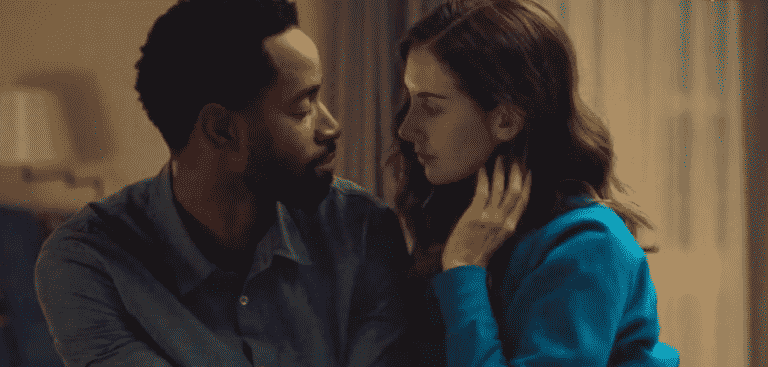 Jay Ellis and Alison Brie in "Somebody I Used to Know"