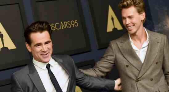 BEVERLY HILLS, CALIFORNIA - FEBRUARY 13: (L-R) Colin Farrell and Austin Butler attend the 95th Annual Oscars Nominees Luncheon at The Beverly Hilton on February 13, 2023 in Beverly Hills, California. (Photo by JC Olivera/Getty Images)