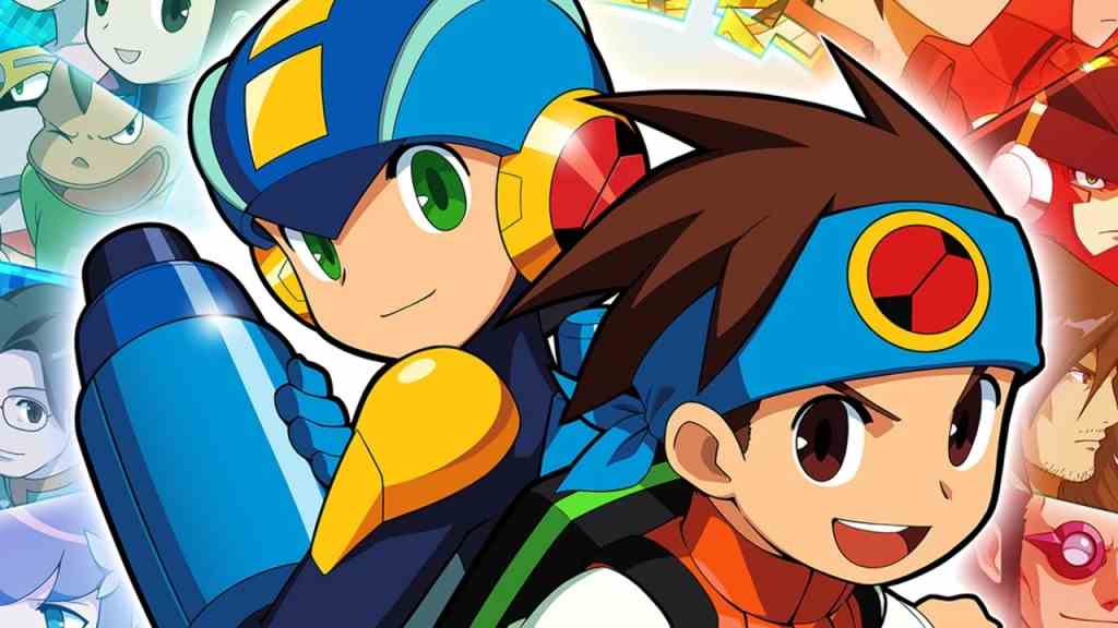 illustration conceptuelle pour Mega Man Battle Network Legacy Collection, un jrpg sorti le 14 avril 2023 pour PS4, Switch et PC.