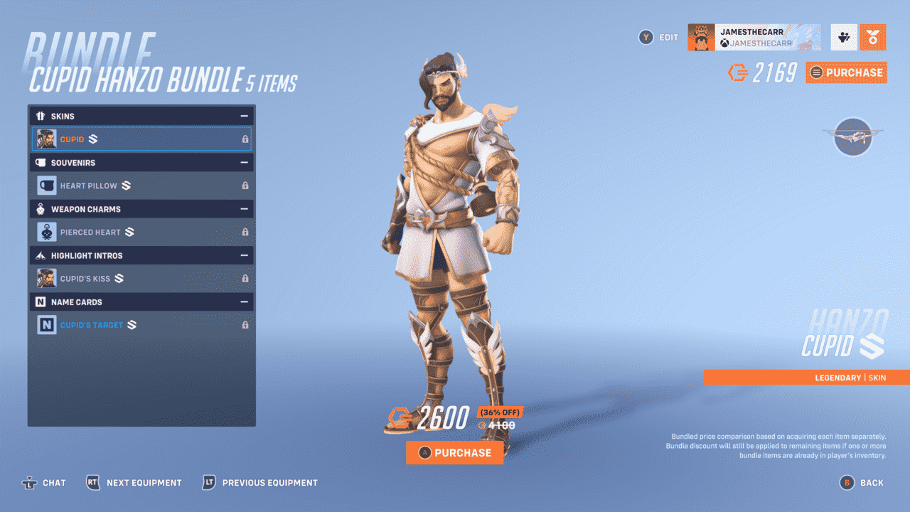 Vous pouvez obtenir le pack Cupid Hanzo pour moins cher si vous déverrouillez l'intro Highlight via Loverwatch.