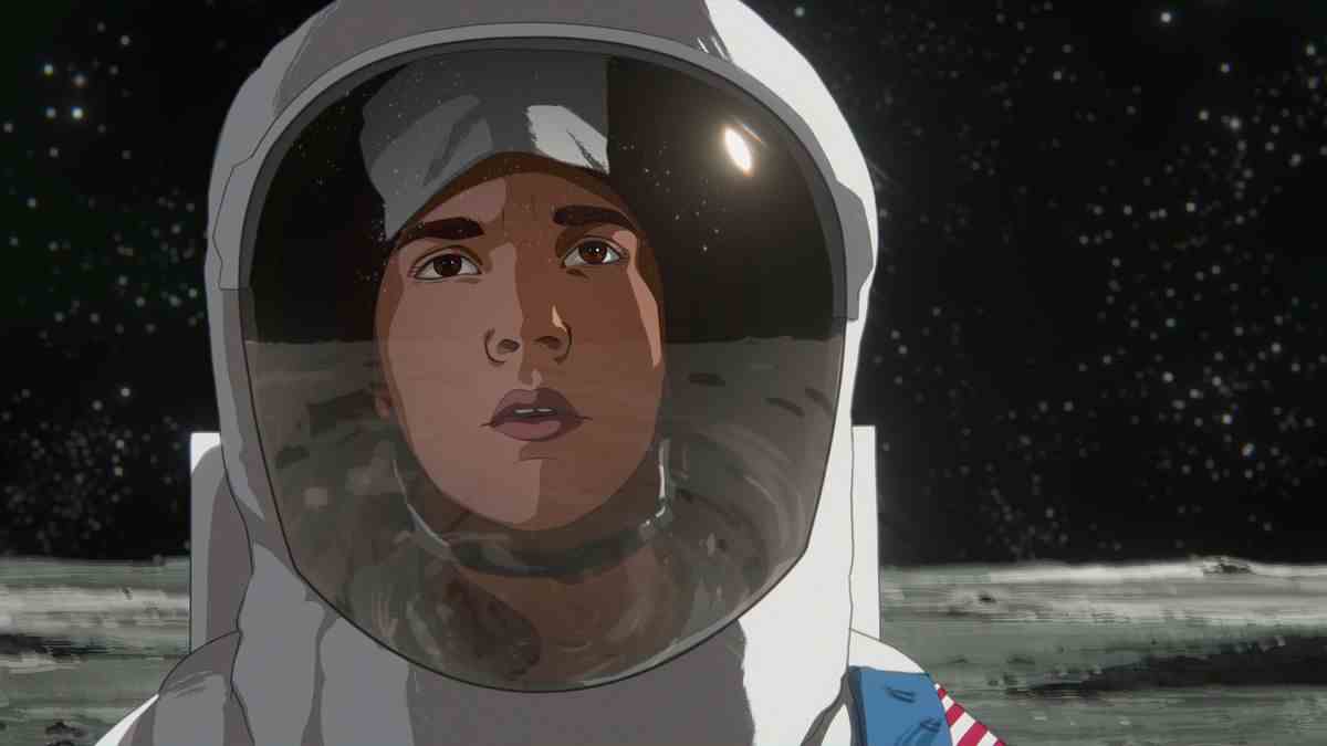 Un astronaute animé se tient sur la lune dans Apollo 10 1/2 de Richard Linklater