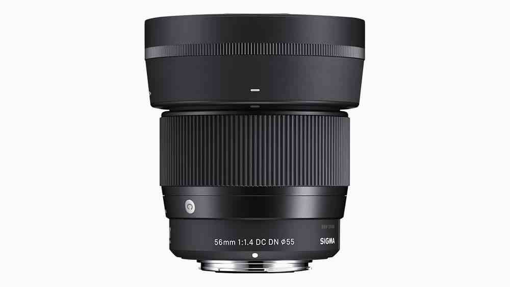 Objectif contemporain Sigma 56mm F1.4 DC DN pour monture Nikon Z sur fond blanc