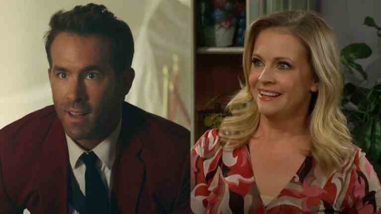 From left to right: Ryan Reynolds in Red Notice and Melissa Joan Hart in a Sabrina sketch on The Late Late Show 