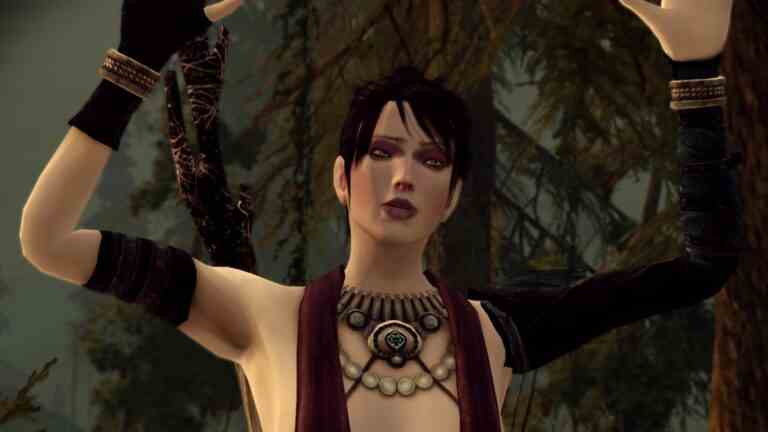 Dragon Age: Origins - Morrigan holds up her hands in exasperation 