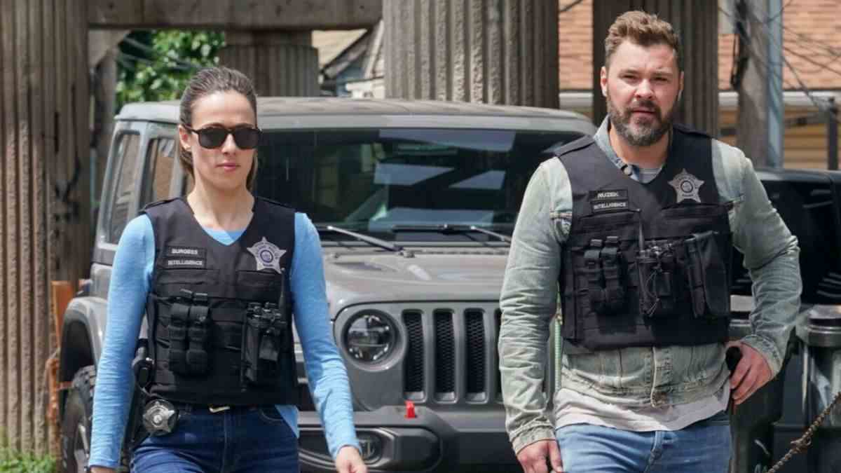 Marina Squerciati and Patrick John Flueger in Chicago PD Season 10