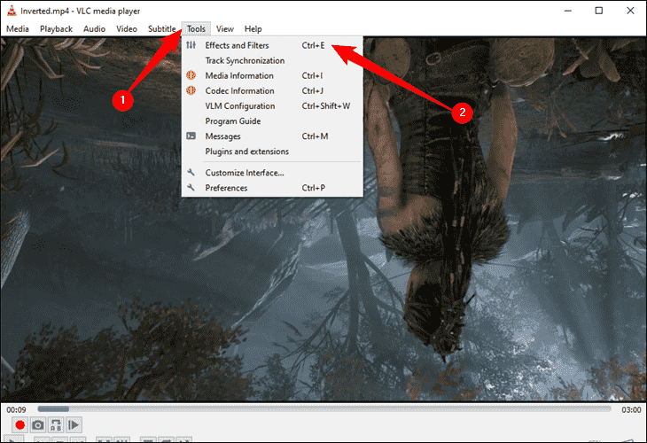 Accédez à Outils> Effets et filtres dans le lecteur VLC. » width= »730″ height= »500″ src= »/pagespeed_static/1.JiBnMqyl6S.gif » onload= »pagespeed.lazyLoadImages.loadIfVisibleAndMaybeBeacon(this); » onerror= »this.onerror=null;pagespeed.lazyLoadImages.loadIfVisibleAndMaybeBeacon(this); »/></p>
<p>Dans la fenêtre « Ajustements et effets », sous l’onglet « Effets vidéo », cliquez sur l’onglet « Géométrie » et cochez la case « Transformer ».</p>
<p><img fetchpriority=