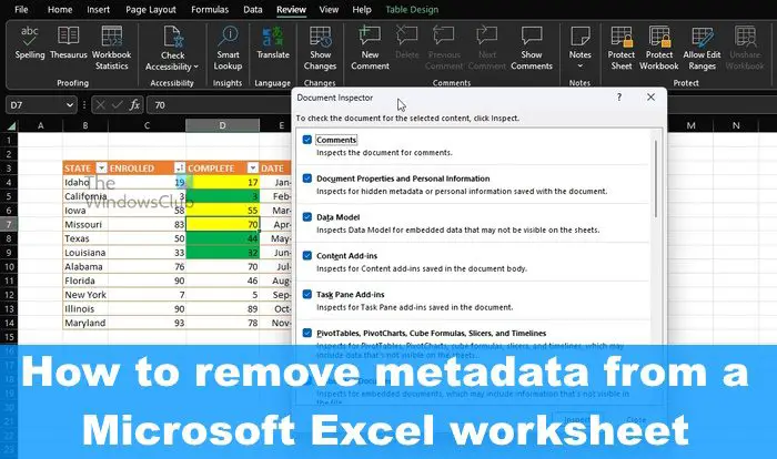 Comment supprimer les métadonnées d’une feuille Excel