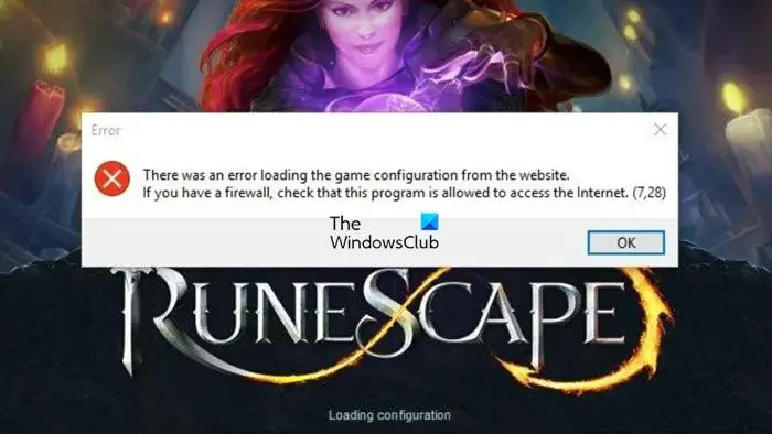 Erreur RuneScape lors du chargement de la configuration du jeu depuis le site Web