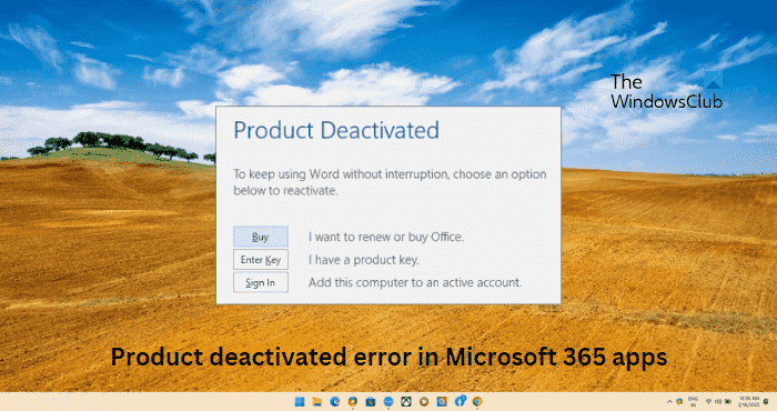 Erreur de produit désactivé dans les applications Microsoft 365