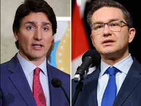 Le premier ministre Justin Trudeau, à gauche, et le chef du Parti conservateur du Canada, Pierre Poilievre.