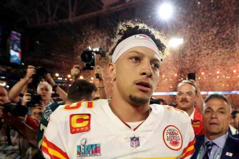 GLENDALE, ARIZONA - FEBRUARY 12: Patrick Mahomes #15 of the Kansas City Chiefs celebrates after beating the Philadelphia Eagles in Super Bowl LVII at State Farm Stadium on February 12, 2023 in Glendale, Arizona. (Photo by Christian Petersen/Getty Images)