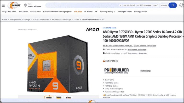 Les listes cachées de Ryzen 9 7950X3D et 7900X3D font surface sur Newegg