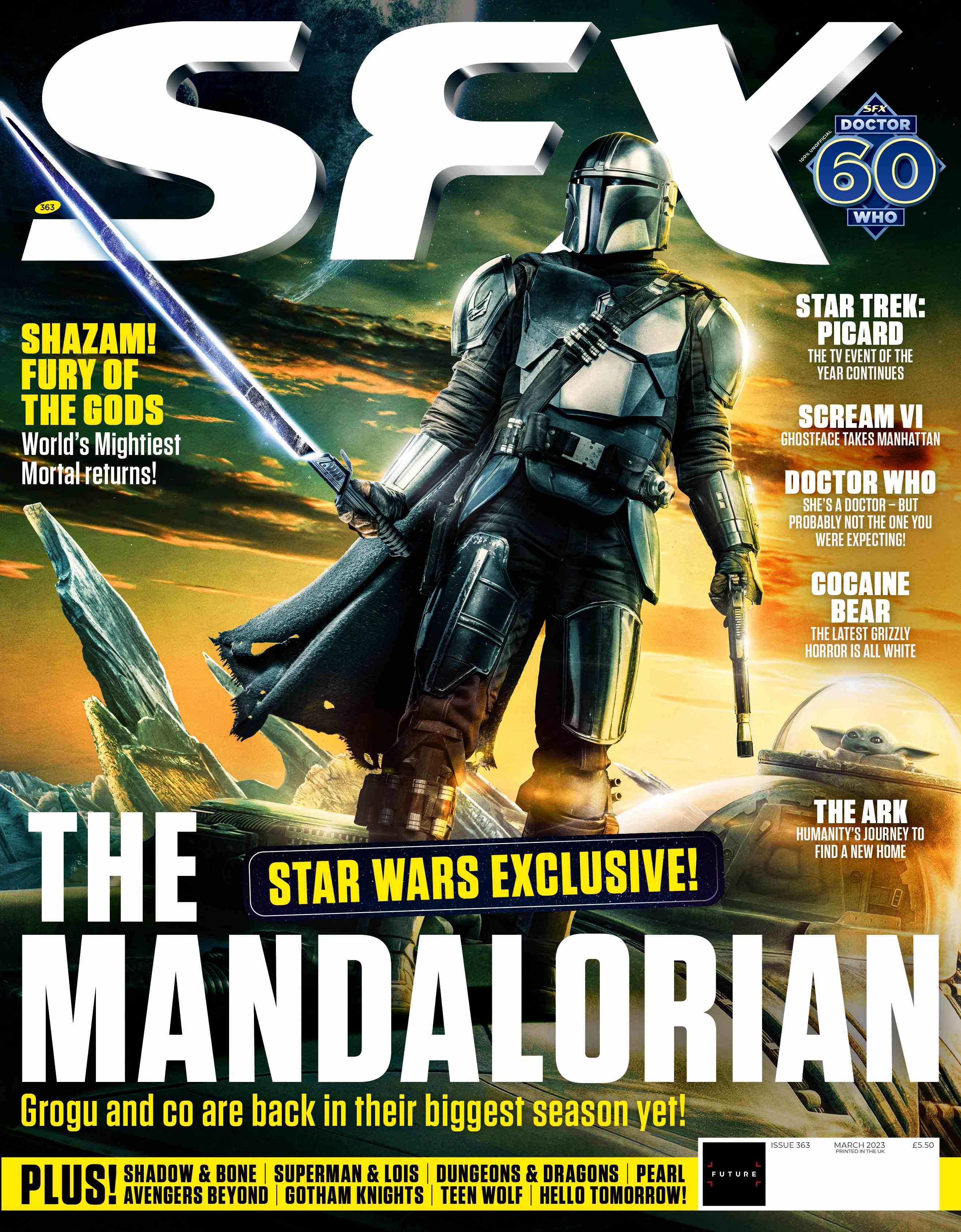 Le Mandalorien et Grogu en couverture du numéro 363 de SFX.