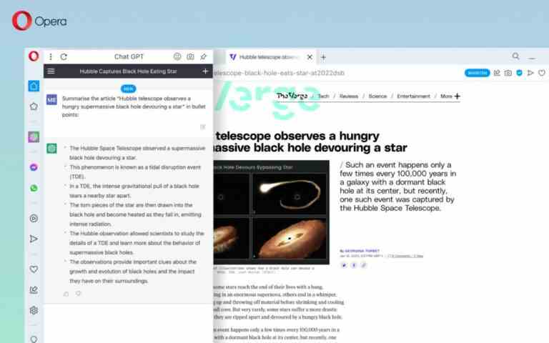 Opera ajoute l’intégration ChatGPT pour les résumés de pages Web et d’articles